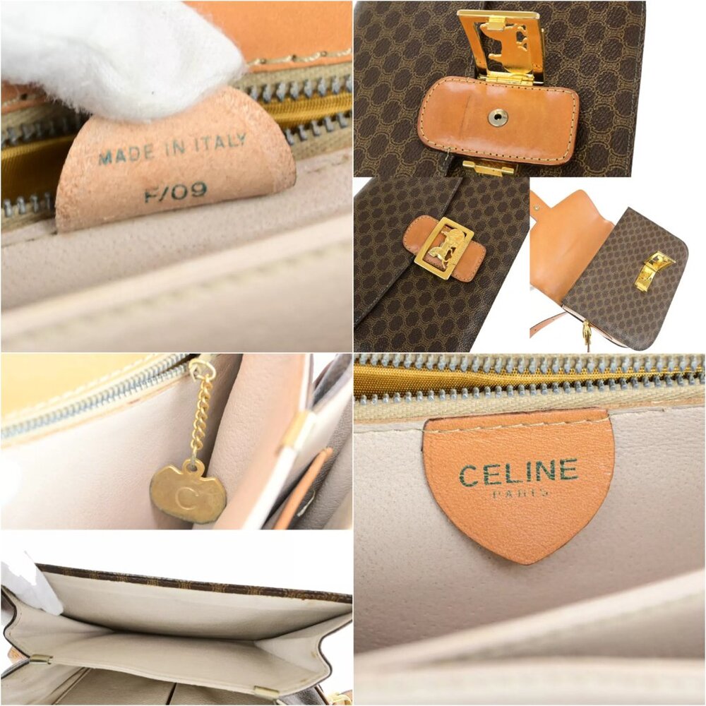CELINE Macadam Pattern Horse Carriage Shoulder Bag PVC Leather Brown GHW 98YG603 - Picture 15 of 15